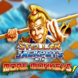 Stellar Jackpots with More Monkeys online game logo by Lightning Box Game on tikitaka-login.com
